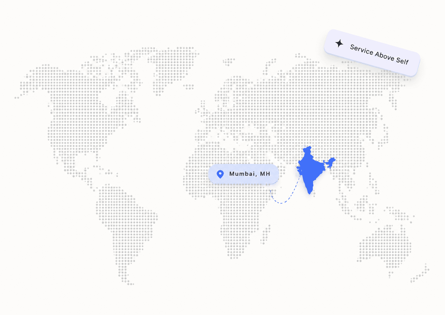 World map illustration highlighting India and Mumbai
